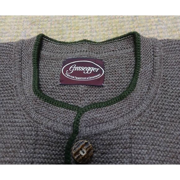 Grasegger womens large THICK FISHERMAN wool mocha brown sweater jacket - Picture 5 of 8